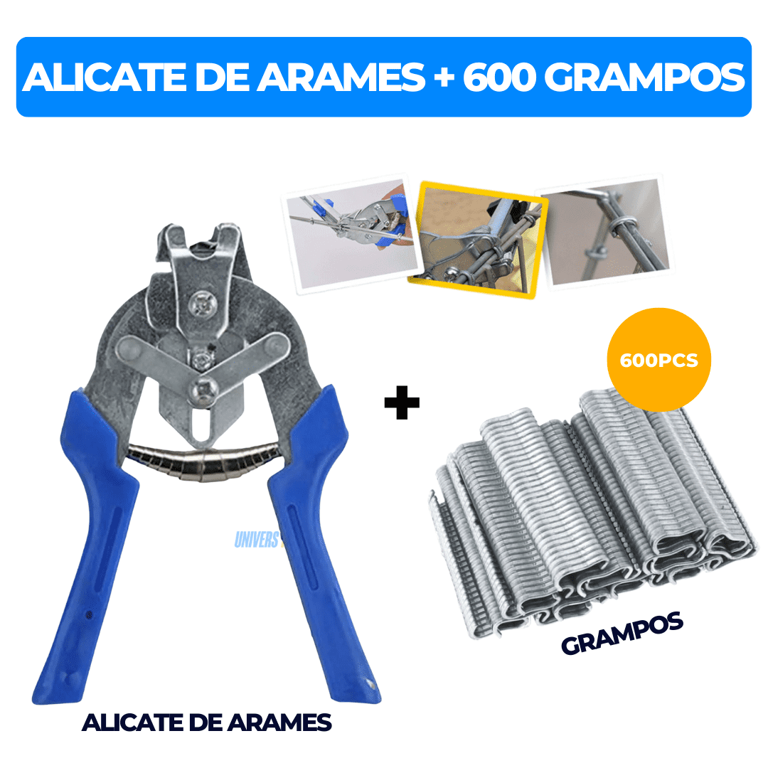 Kit Alicate PlierMax para Cercas – 600 Grampos e Aço Galvanizado Resistente - LojaFerru