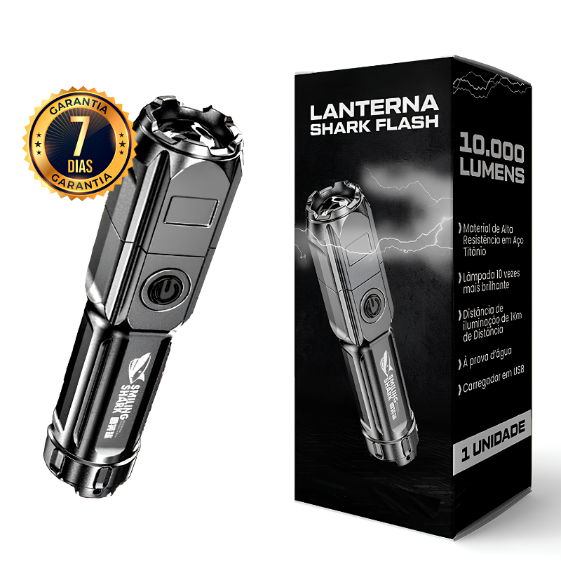 Lanterna Tática Shark – 2 Unidades, Alcance de 500 m e Zoom Ajustável - LojaFerru