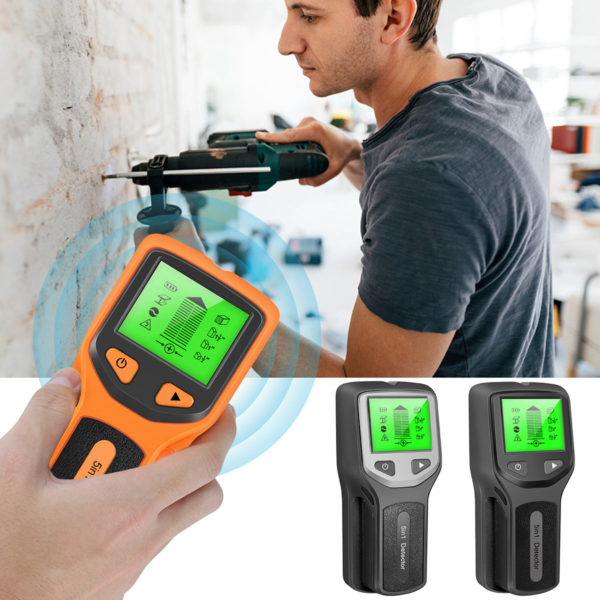 Scanner Profissional de Parede 3 em 1 – Metal, Madeira e Fios Energizados - LojaFerru