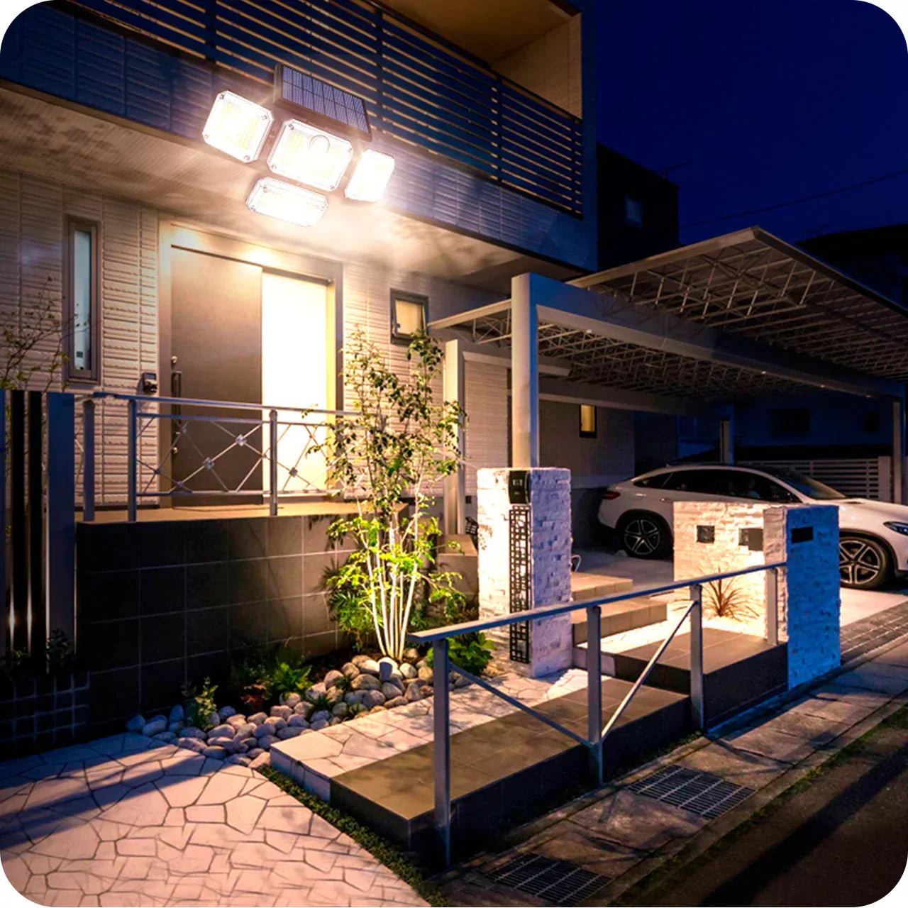 Refletor Led Solar Com 3 Cabeças 800W EcoLight - LojaFerru
