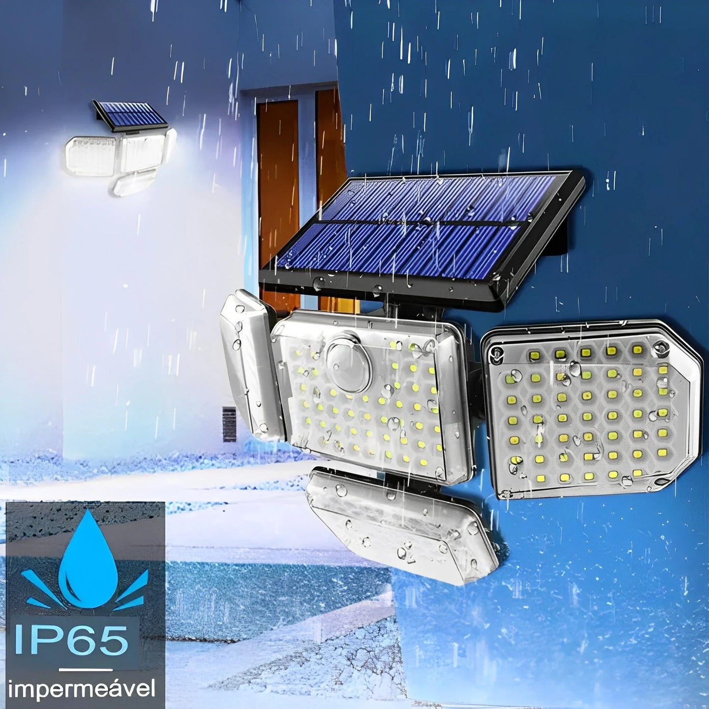 Refletor Led Solar Com 3 Cabeças 800W EcoLight - LojaFerru