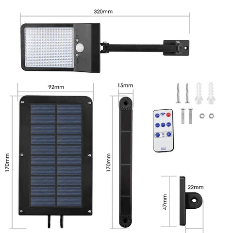 Refletor Solar 48 LEDs com Sensor de Movimento – Iluminação Automática e IP65 - LojaFerru