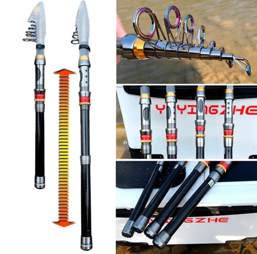 Vara de Pesca Telescópica Carbono – Leve, Compacta e Portátil - LojaFerru