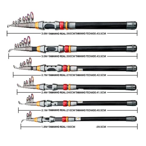 Vara de Pesca Telescópica Carbono – Leve, Compacta e Portátil - LojaFerru
