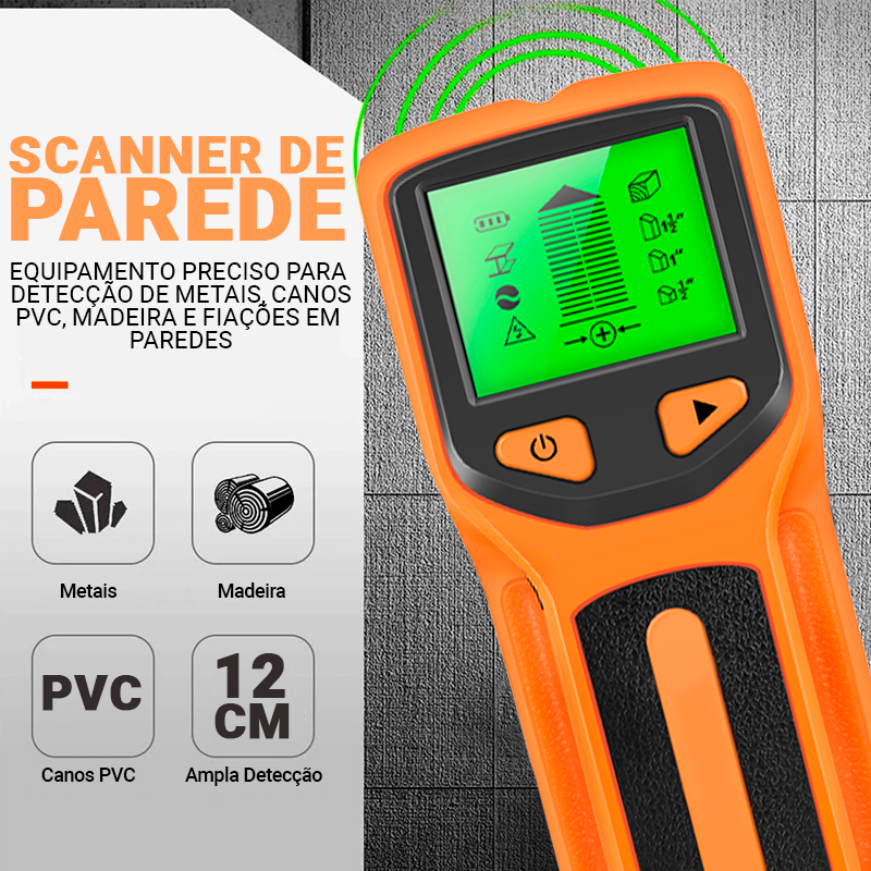 Scanner Profissional de Parede 3 em 1 – Metal, Madeira e Fios Energizados - LojaFerru