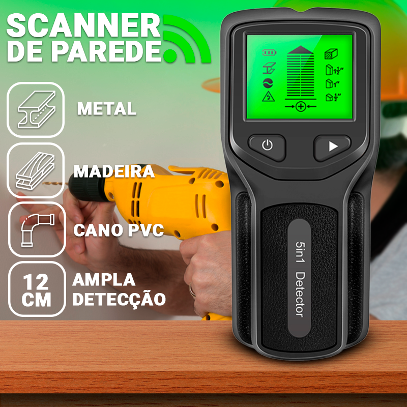 Scanner Profissional de Parede 3 em 1 – Metal, Madeira e Fios Energizados - LojaFerru
