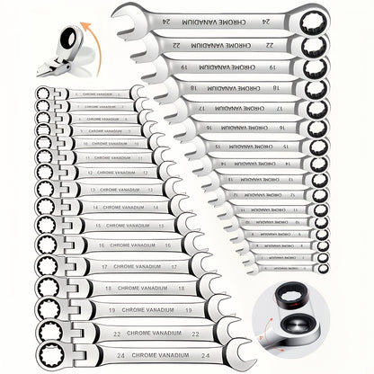 Chave de Catraca Cromo-Vanádio 180° – 72 Dentes, Cabeça Dupla, Design Slim - LojaFerru