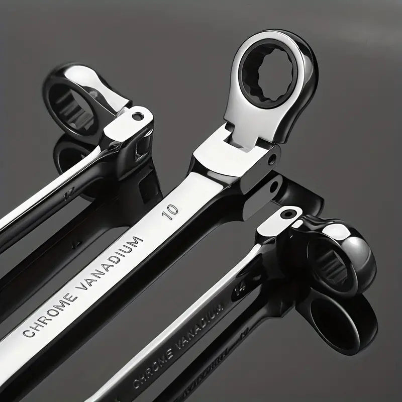 Chave de Catraca Cromo-Vanádio 180° – 72 Dentes, Cabeça Dupla, Design Slim - LojaFerru