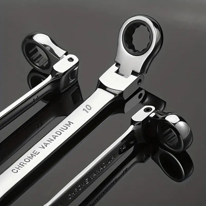Chave de Catraca Cromo-Vanádio 180° – 72 Dentes, Cabeça Dupla, Design Slim - LojaFerru
