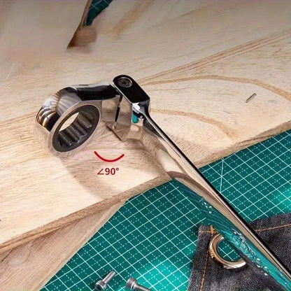 Chave de Catraca Cromo-Vanádio 180° – 72 Dentes, Cabeça Dupla, Design Slim - LojaFerru
