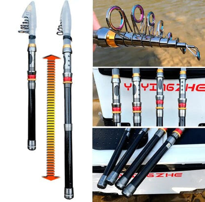 Vara de Pesca Telescópica Carbono – Leve, Compacta e Portátil - LojaFerru